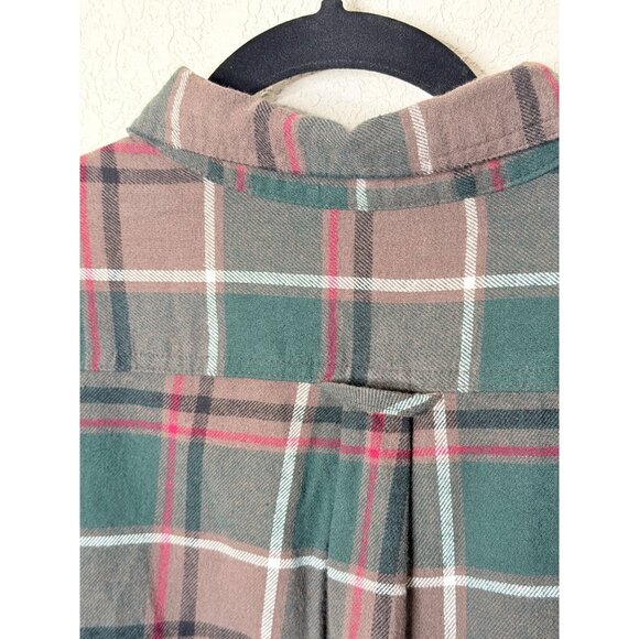 NWT $80 Eddie Bauer Flannel Shirt Mens L Green Brown Plaid Outdoor Fall - Picture 6 of 13